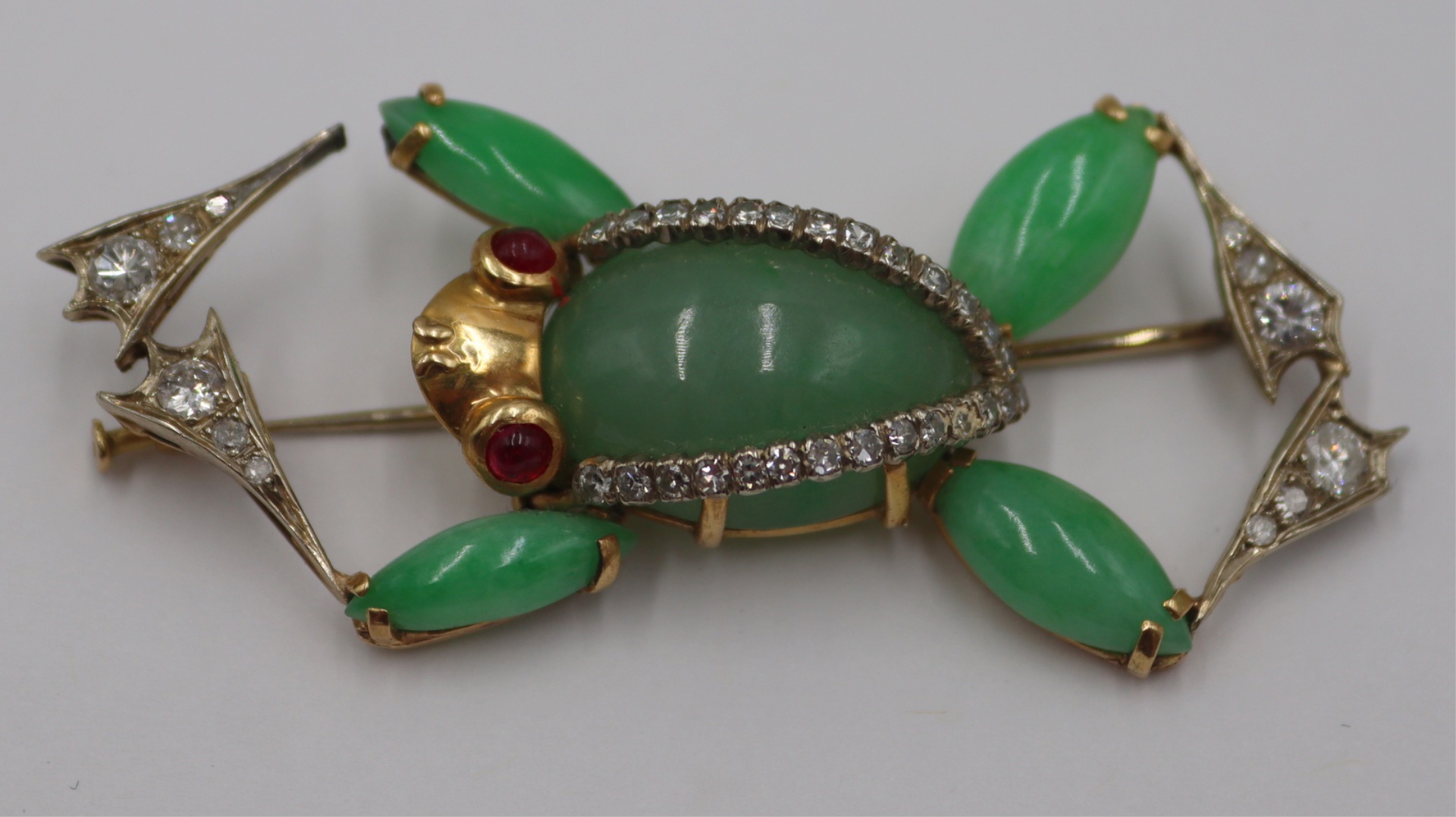 JEWELRY. 14KT GOLD, DIAMOND, JADE