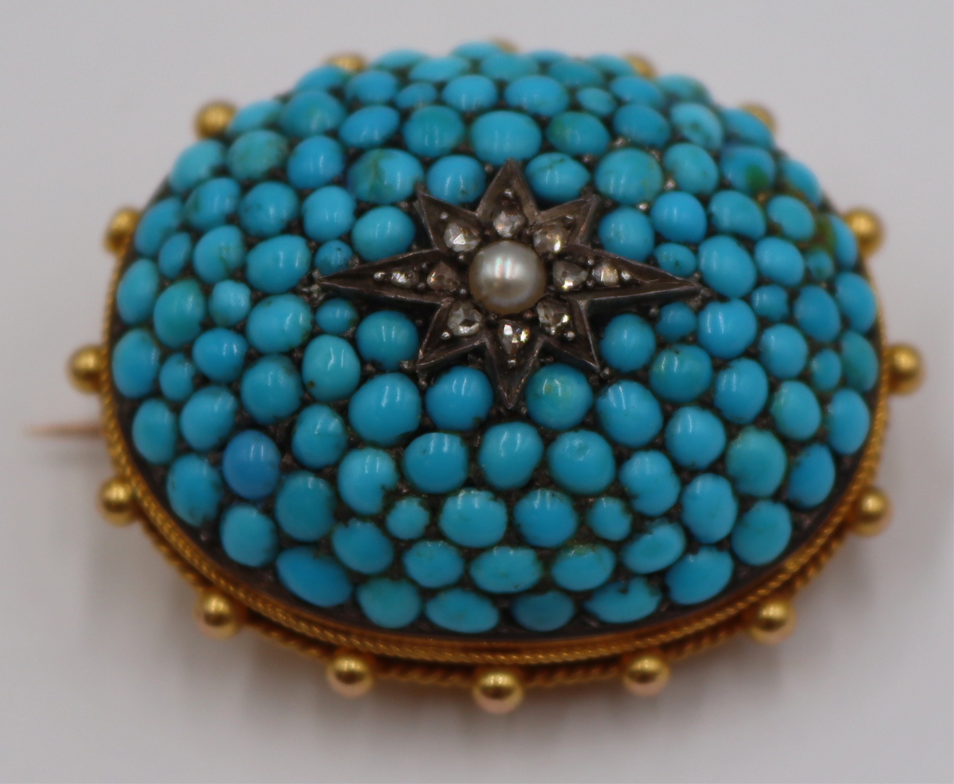 JEWELRY. VICTORIAN 14KT GOLD TURQUOISE