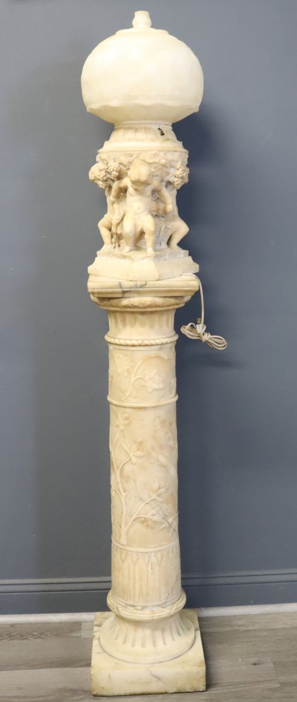 ANTIQUE ALABASTER FIGURAL LAMP 3bdb74