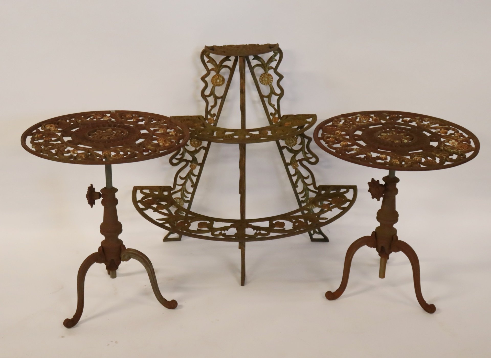 VINTAGE CAST IRON PLANT STAND TOGETHER