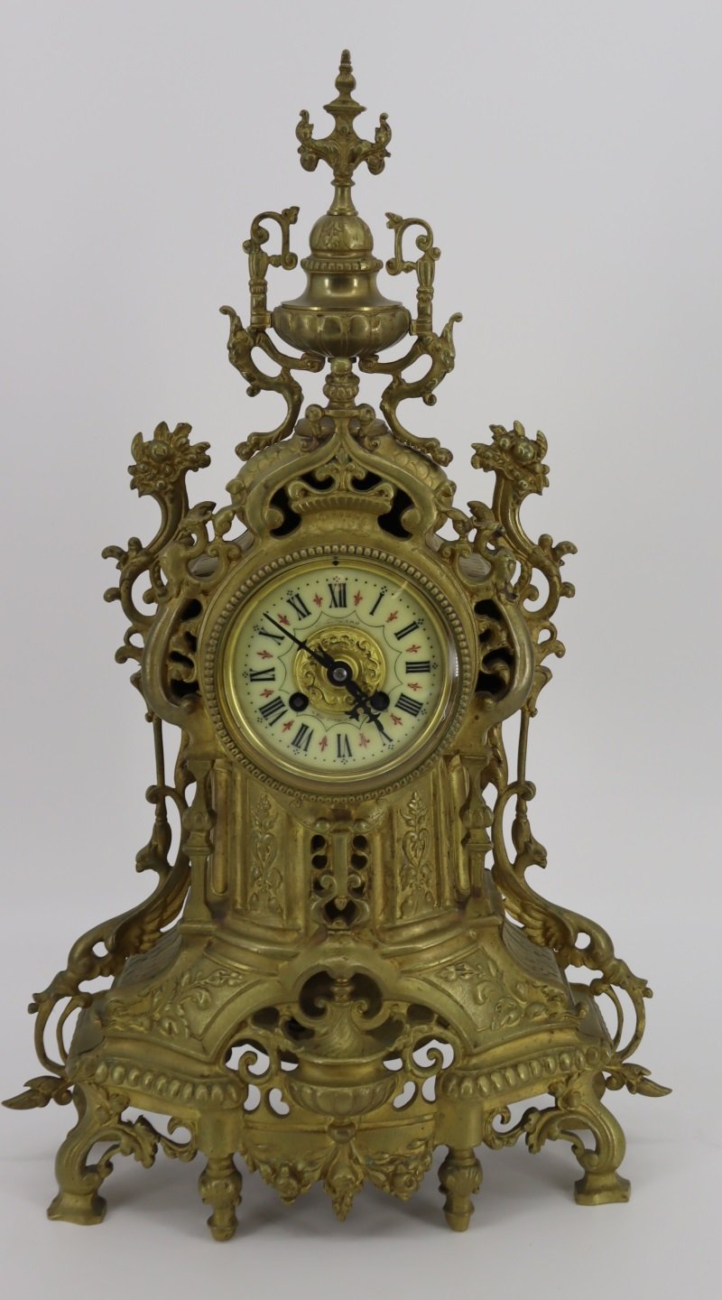 ANTIQUE BRASS / BRONZE CLOCK. Very ornate