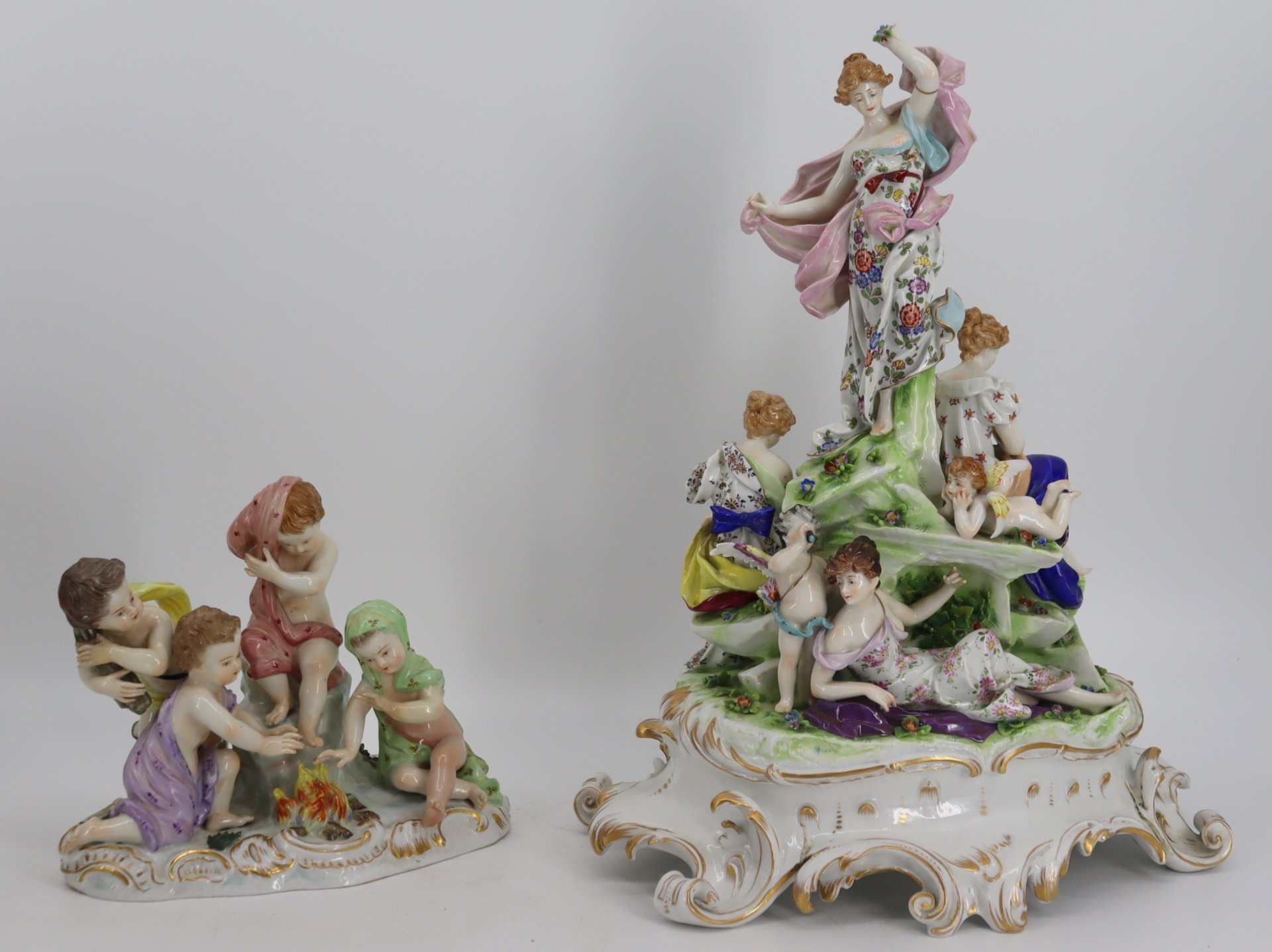 2 MEISSEN STYLE PORCELAIN FIGURAL