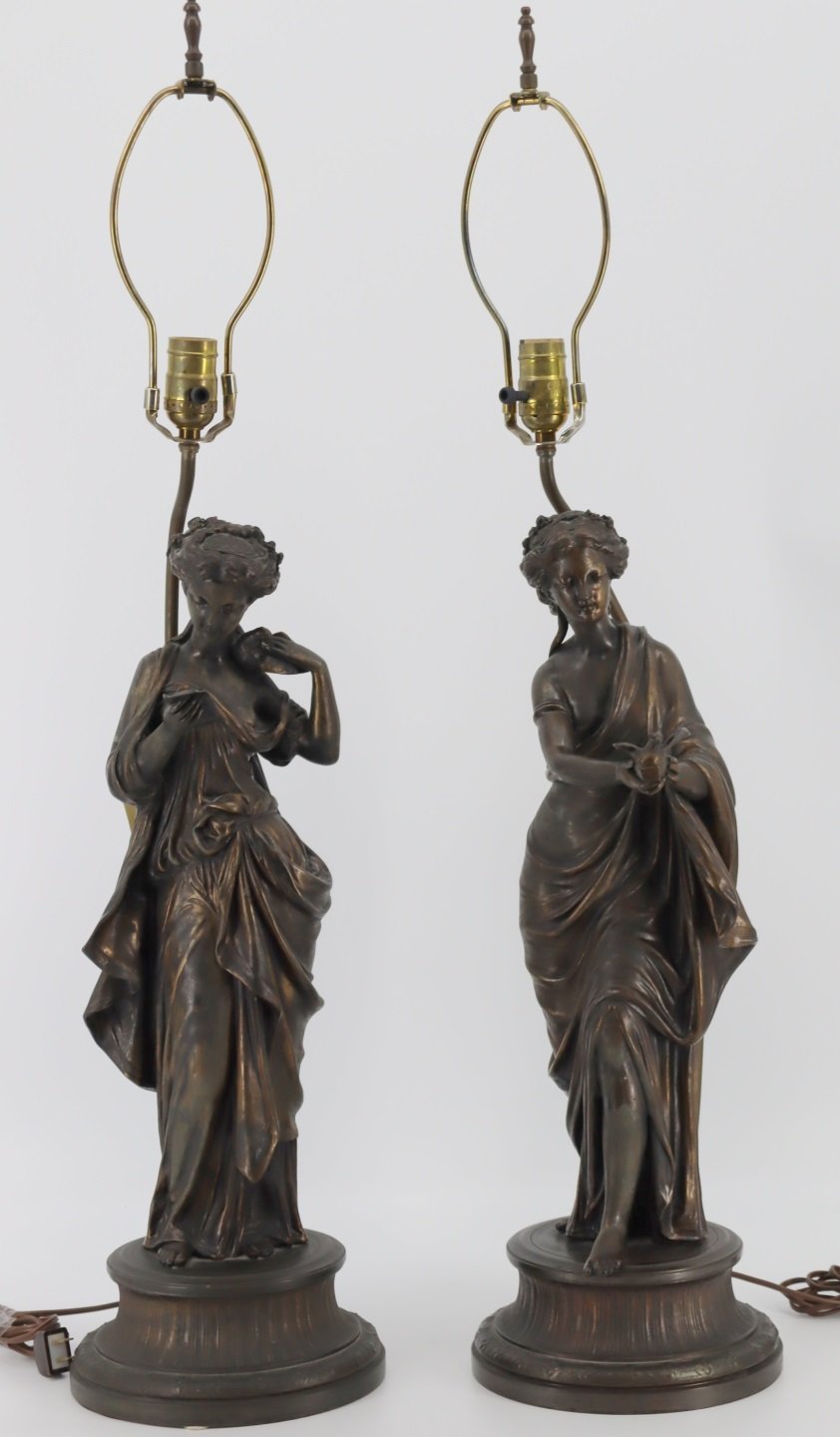 A PAIR OF ANTIQUE GILT METAL FIGURAL