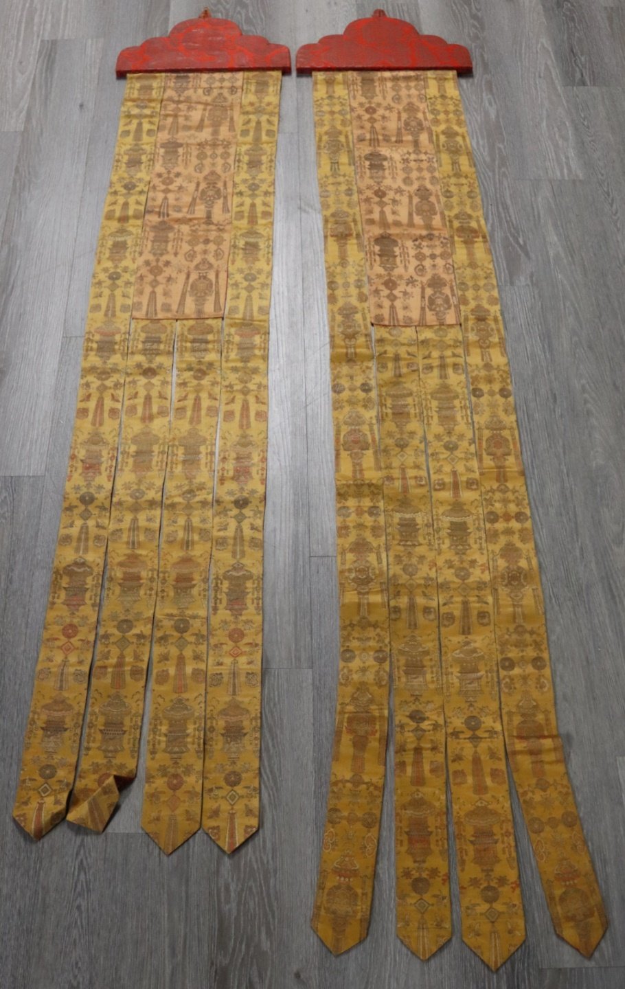 PAIR OF ASIAN EMBROIDERED HANGING