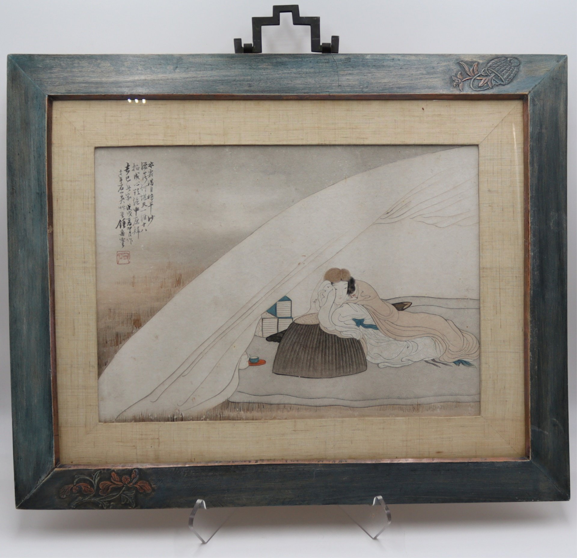 SIGNED ASIAN PAINTING OF A RECLINING 3bdc75