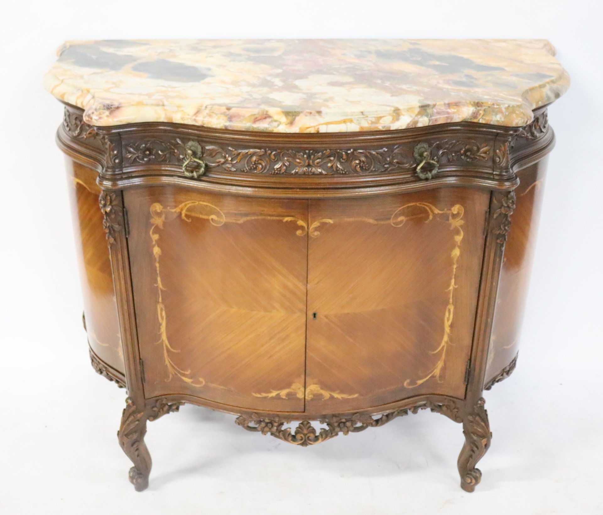 ANTIQUE LOUIS XV STYLE INLAID MARBLETOP 3bdccb