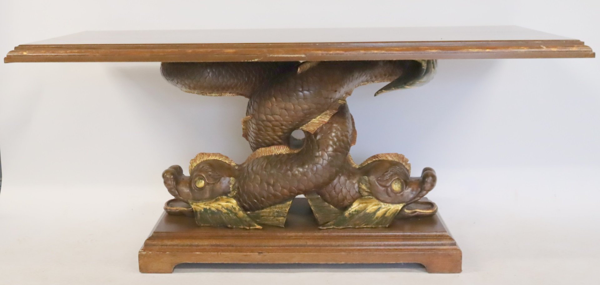 ANTIQUE CARVED & GILT DECORATED DOLPHIN