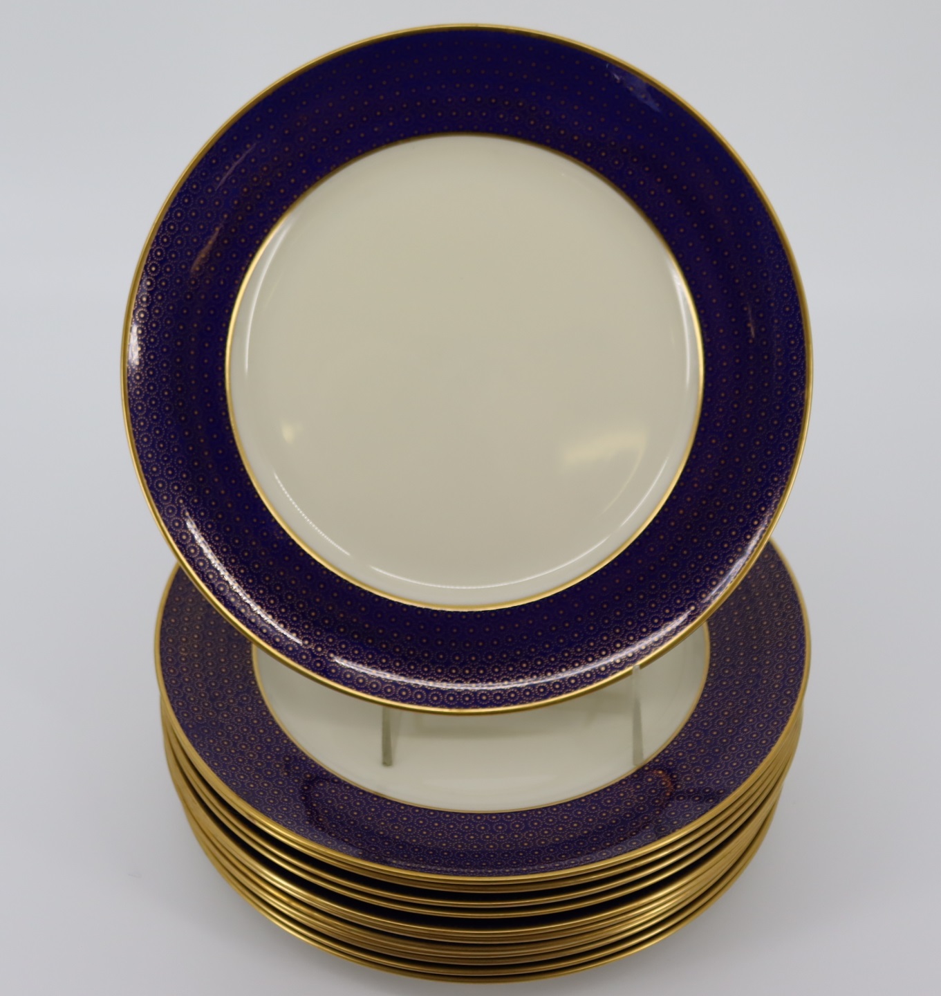 SET OF 12 LENOX COBALT & GILT DECORATED