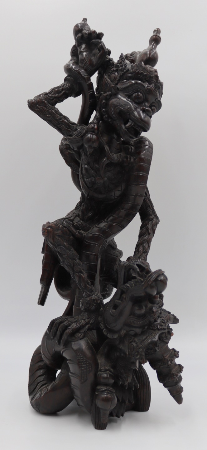 SIGNED CARVED BALINESE FIGURE OF