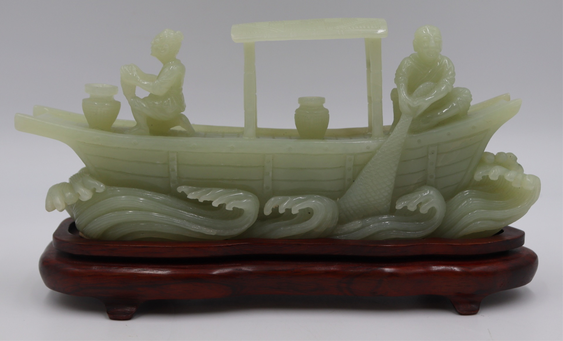 CARVED JADE FIGURAL GROUPING OF