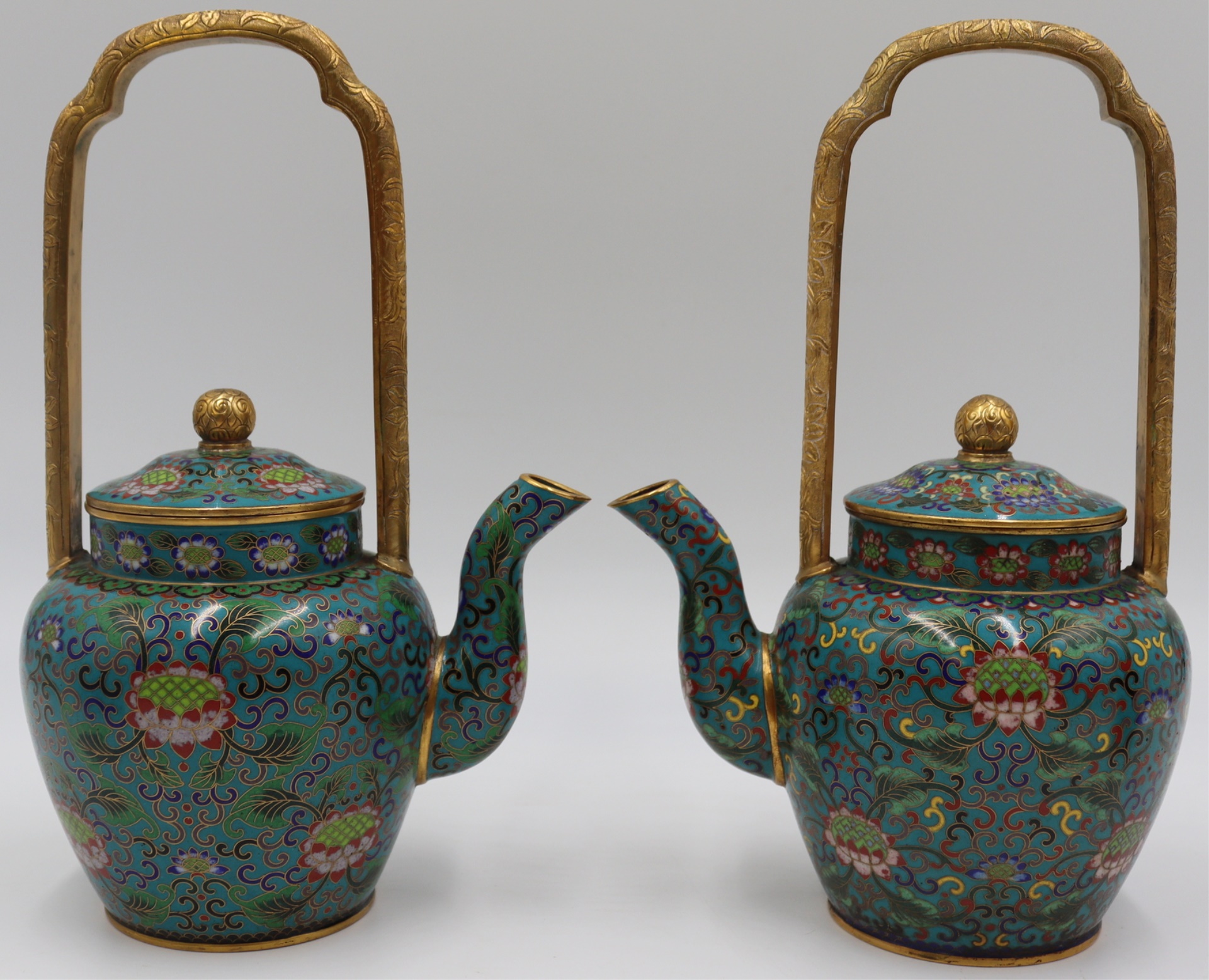 PAIR OF CHINESE CLOISONNE AND GILT