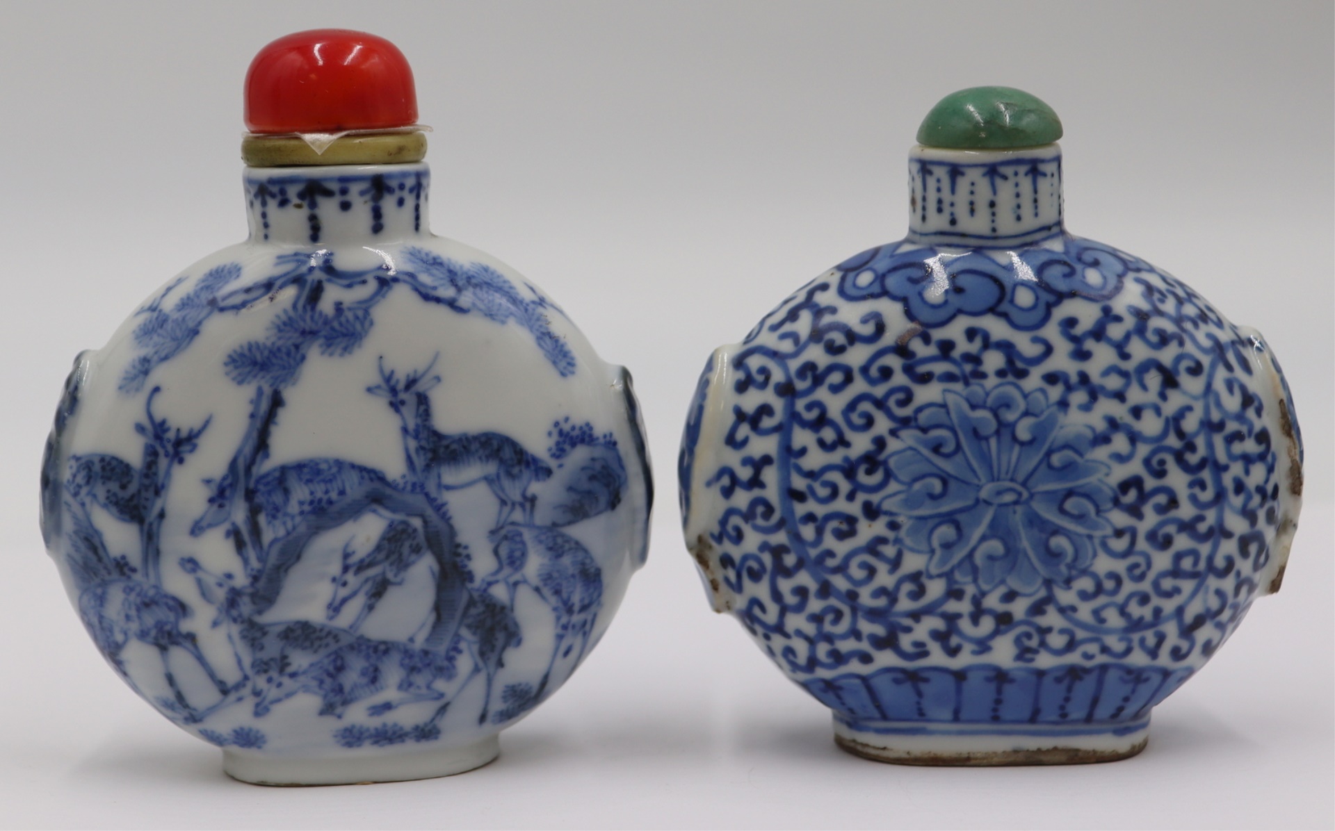 (2) CHINESE BLUE AND WHITE SNUFF