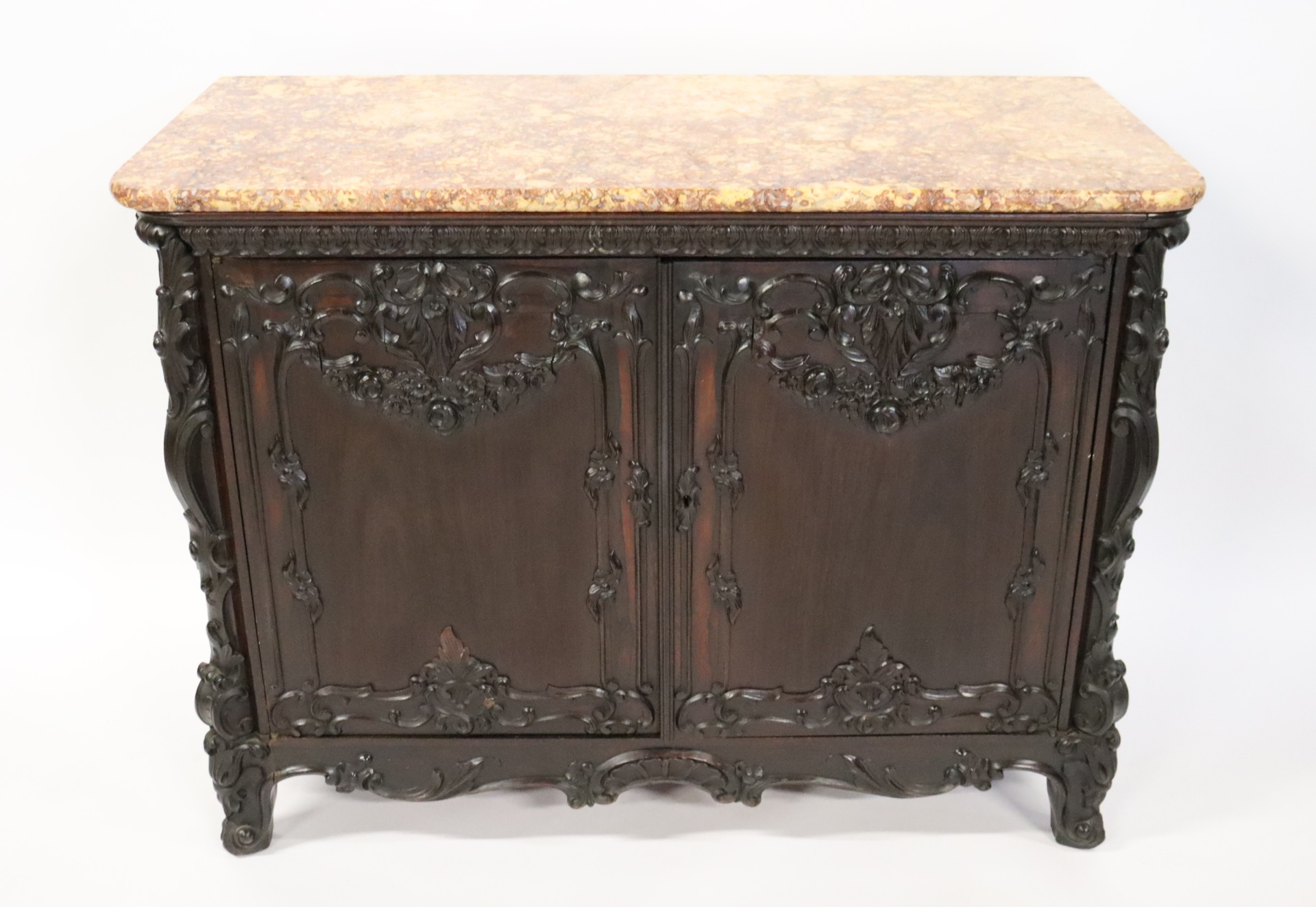 ANTIQUE HIGHLY CARVED ROSEWOOD
