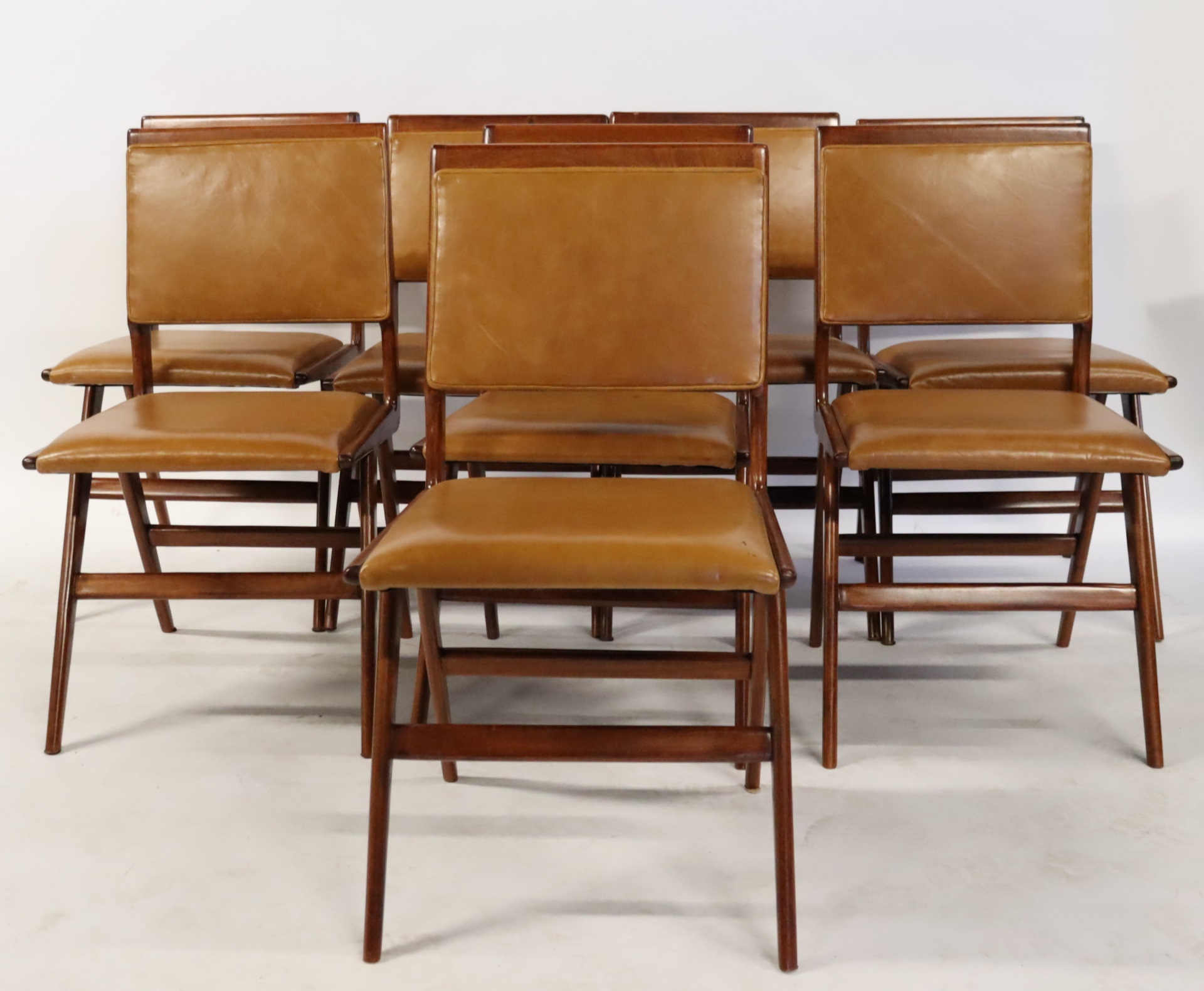 MIDCENTURY SET OF 8 UPHOLSTERED