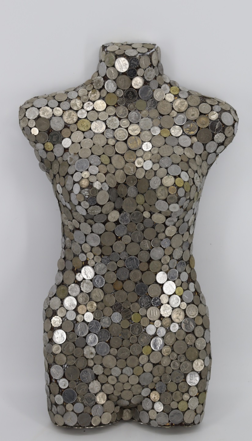 VINTAGE COIN OVERLAID TORSO. From a