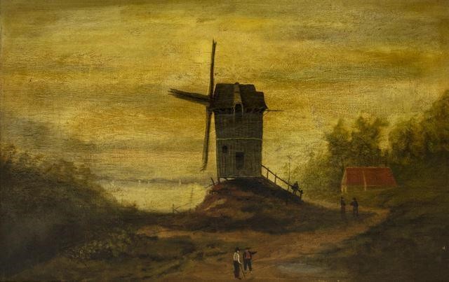 FRAMED OIL PAINTING, WINDMILL AT