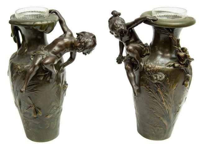 (2) ART NOUVEAU FIGURAL VASES AFTER