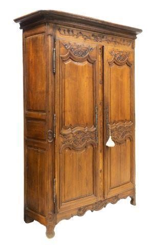 FRENCH LOUIS XV STYLE CARVED OAK ARMOIREFrench