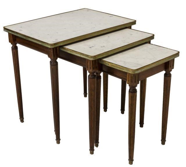  3 LOUIS XVI STYLE MARBLE TOP 3be010
