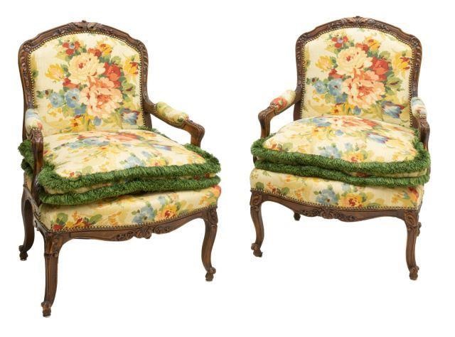 (2) LOUIS XV STYLE UPHOLSTERED