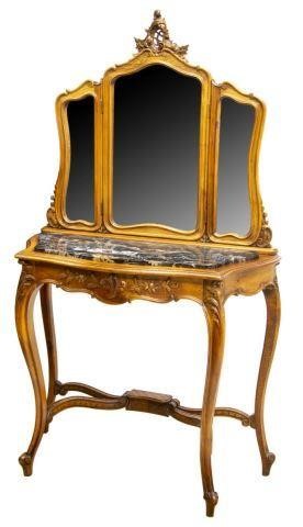 ITALIAN LOUIS XV STYLE WALNUT & MARBLE