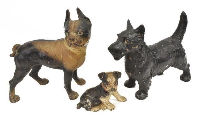 (3) CAST IRON DOG DOOR STOPS &