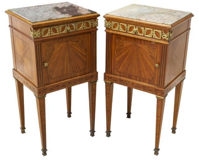 (2) FRENCH LOUIS XVI STYLE MARBLE-TOP