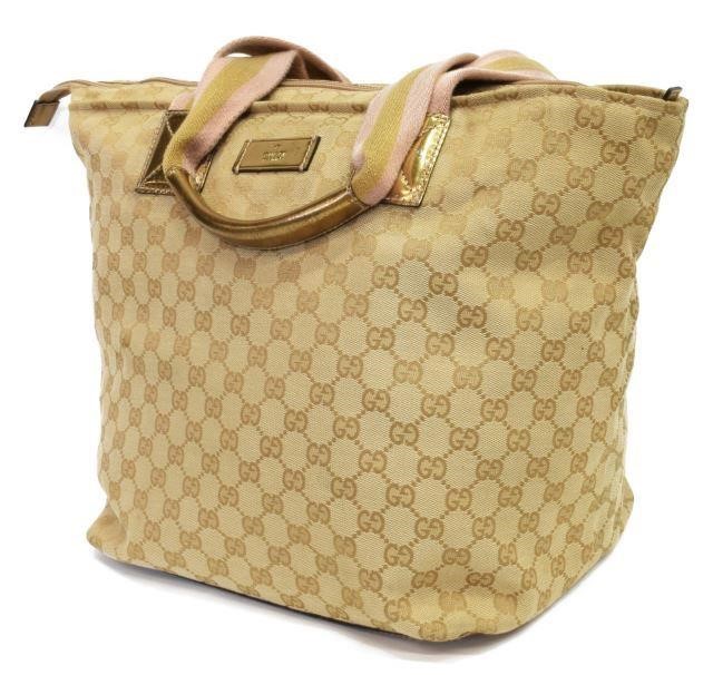 GUCCI TAN MONOGRAM CANVAS TOTE