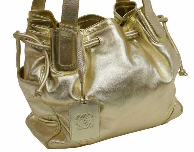 LOEWE 'DUO EYES' GOLD LEATHER TOTE