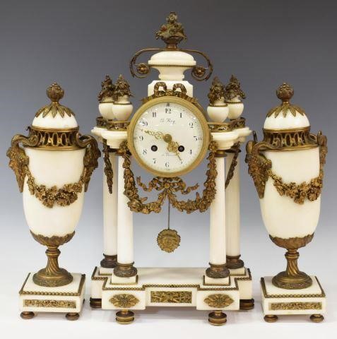  3 LOUIS XVI STYLE MARBLE CLOCK 3c0806