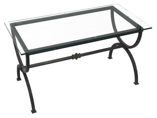 FRENCH MODERN GLASS-TOP IRON SIDE