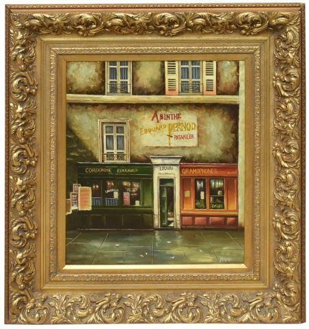 FRAMED OIL PAINTING, PARIS STOREFRONTSFramed