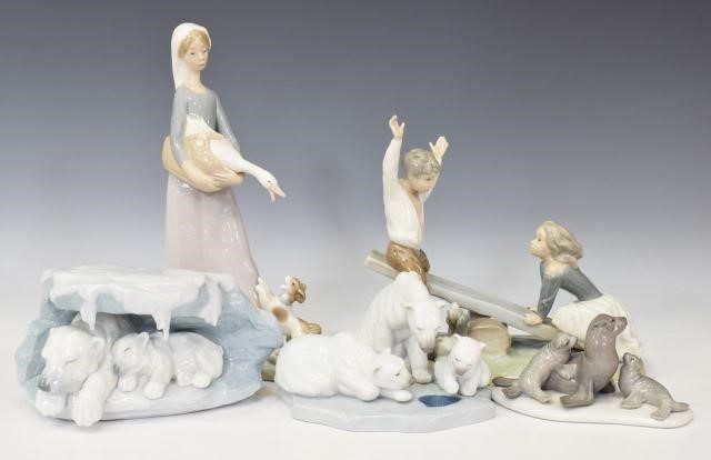 (5) LLADRO PORCELAIN BEAR, SEAL,