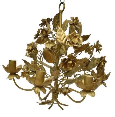 ITALIAN GILT METAL SIX LIGHT CHANDELIER  3c0929