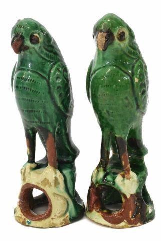  2 CHINESE GREEN GLAZED CERAMIC 3c0941