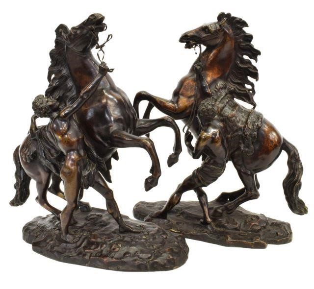 (2) FRENCH BRONZE MARLY HORSES