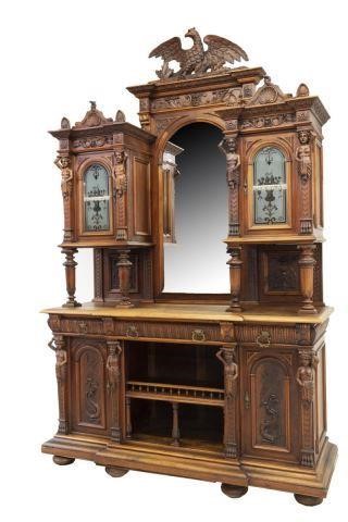 MONUMENTAL ITALIAN HEAVILY CARVED WALNUT