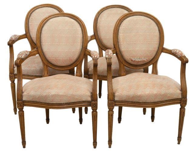  4 FRENCH LOUIS XVI STYLE UPHOLSTERED 3c0990