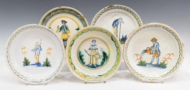  5 FRENCH FAIENCE HAND PAINTED 3c0a2e