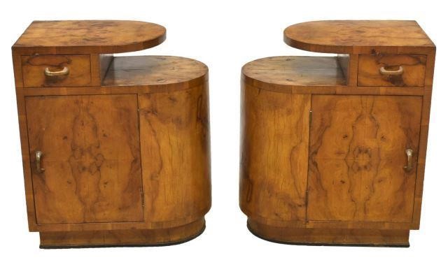  2 ITALIAN ART DECO BURLWOOD NIGHTSTANDS lot 3c0a2a