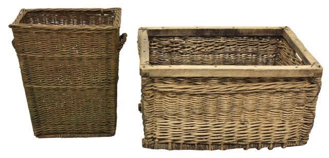  2 LARGE FRENCH RUSTIC WICKER 3c0a3d