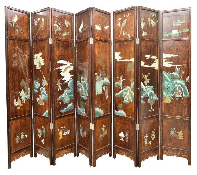 CHINESE PAINTED EIGHT PANEL FOLDING 3c0a83