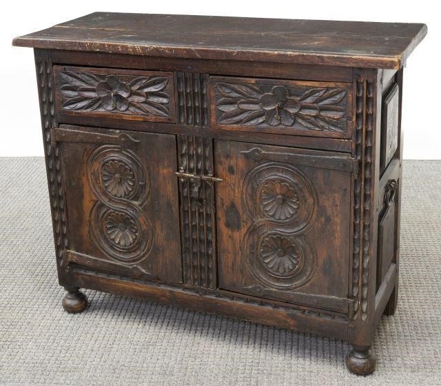 SPANISH HEAVILY CARVED WALNUT CABINETSpanish 3c0a8f