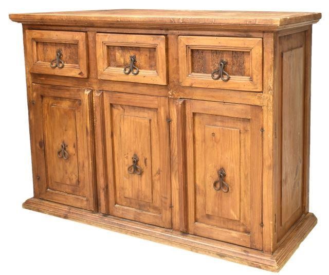 LARGE RUSTIC PINE PANELED SIDEBOARD  3c0ab1