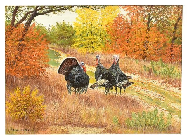 MANUEL GARZA (TX, B.1940) TURKEYS OIL