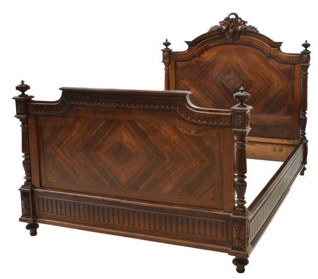 FRENCH ROSEWOOD BED, LATE 19TH