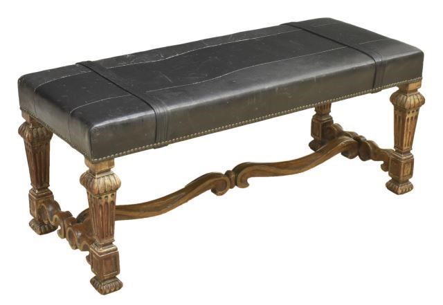 SPANISH LEATHER UPHOLSTERED BENCH  3c0b42