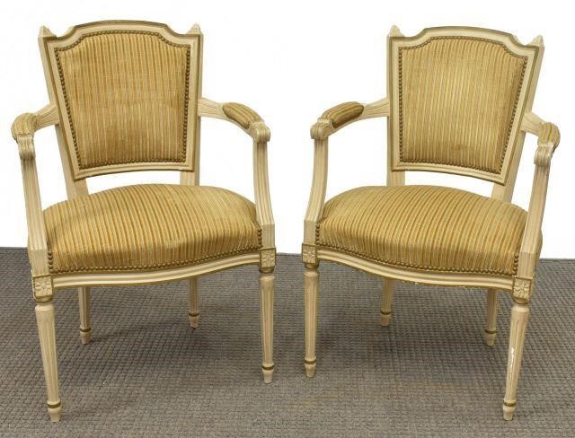  2 FRENCH LOUIS XVI STYLE UPHOLSTERED 3c0b8d