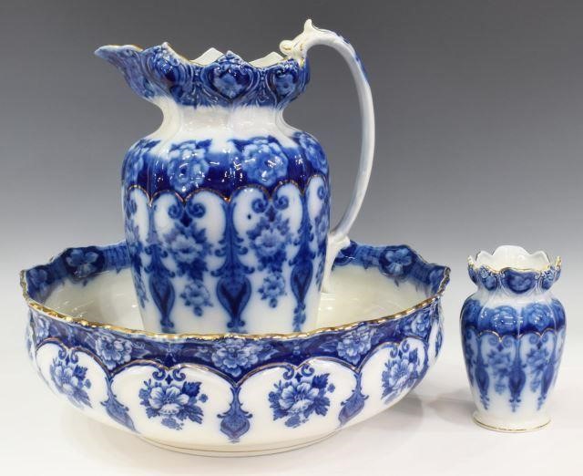 (3) ENGLISH DARK BLUE TRANSFERWARE