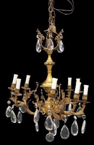 ITALIAN GILT METAL & CRYSTAL NINE-LIGHT